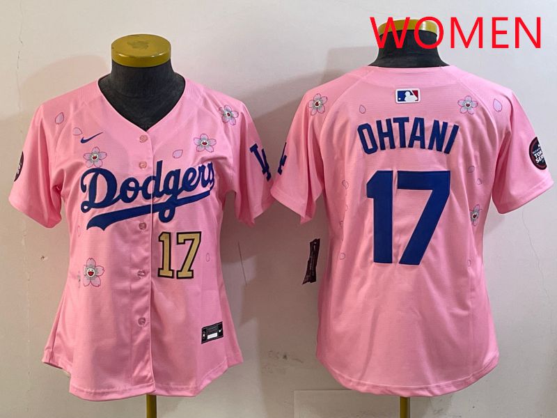Women Los Angeles Dodgers 17 Ohtani Pink Sakura Edition 2025 Nike MLB Jersey style 21